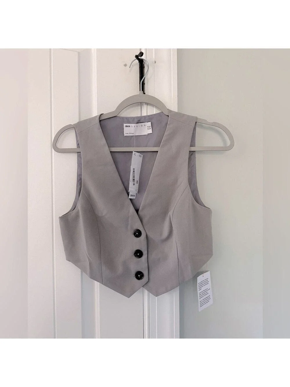 ASOS DESIGN- Crop vest Top-light grey-size 4 NWT